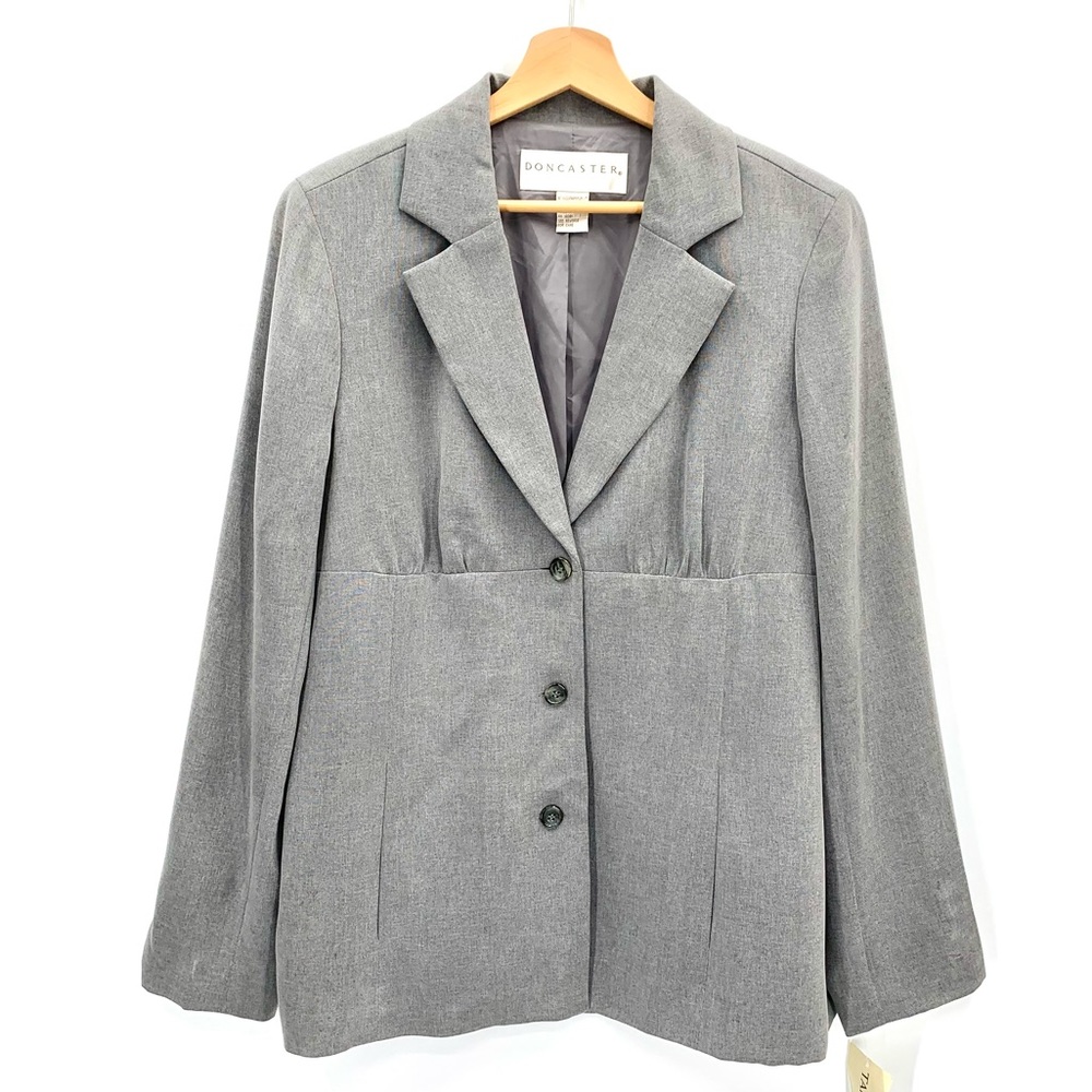 Doncaster Blazer Vintage Gray Long Line Empire Waist Jacket Blazer Size 14 NWT